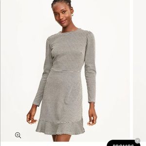 Loft houndstooth ruffle trim dress
